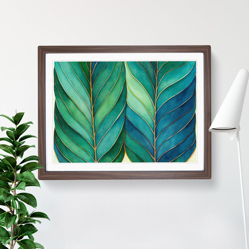 Explosive Leaf - Single Picture Frame Print, 34cm H x 46cm W x 2cm D, Walnut Framed