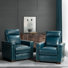 Fauteuil inclinable électrique en cuir véritable avec pieds en bois massif 36,02 po Adela