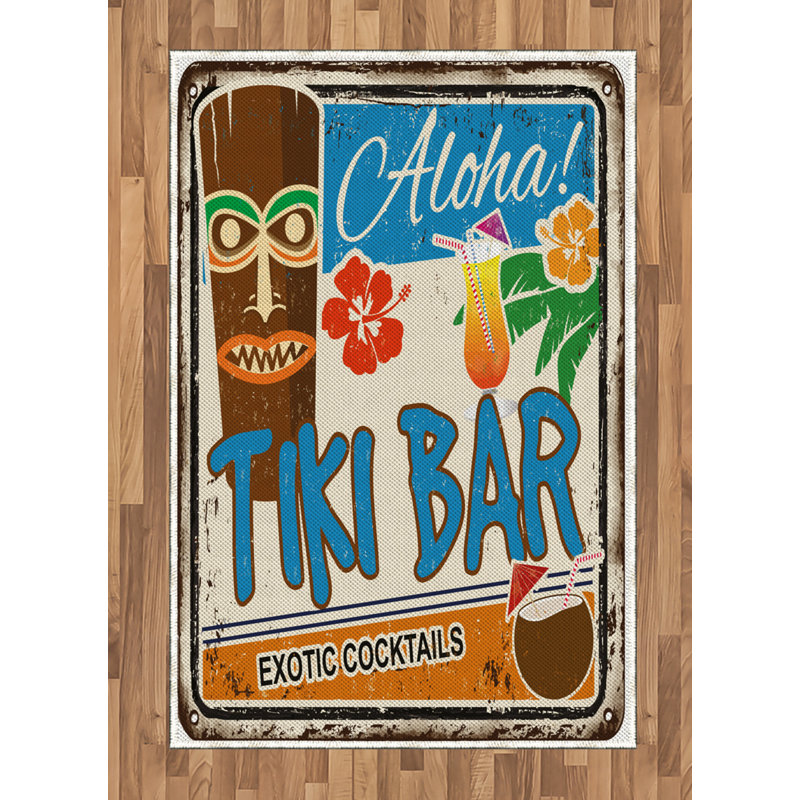 Tapis décoratif Tiki Bar, Rectangle— 4 pi x 5 pi 8 po