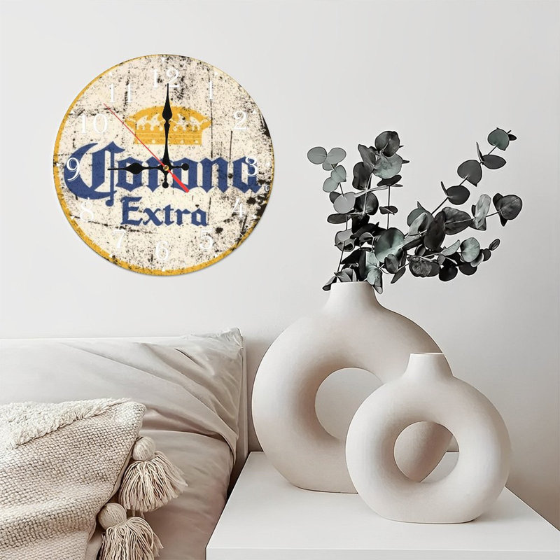 Horloge murale en bois 10 po, mouvement silencieux, à piles (piles AA non incluses), décor artistique, parfait pour les décorations