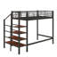 Lit mezzanine simple en métal, équipé d'une tablette de rangement supérieure et d'une échelle avec rangement latéral-1703260492