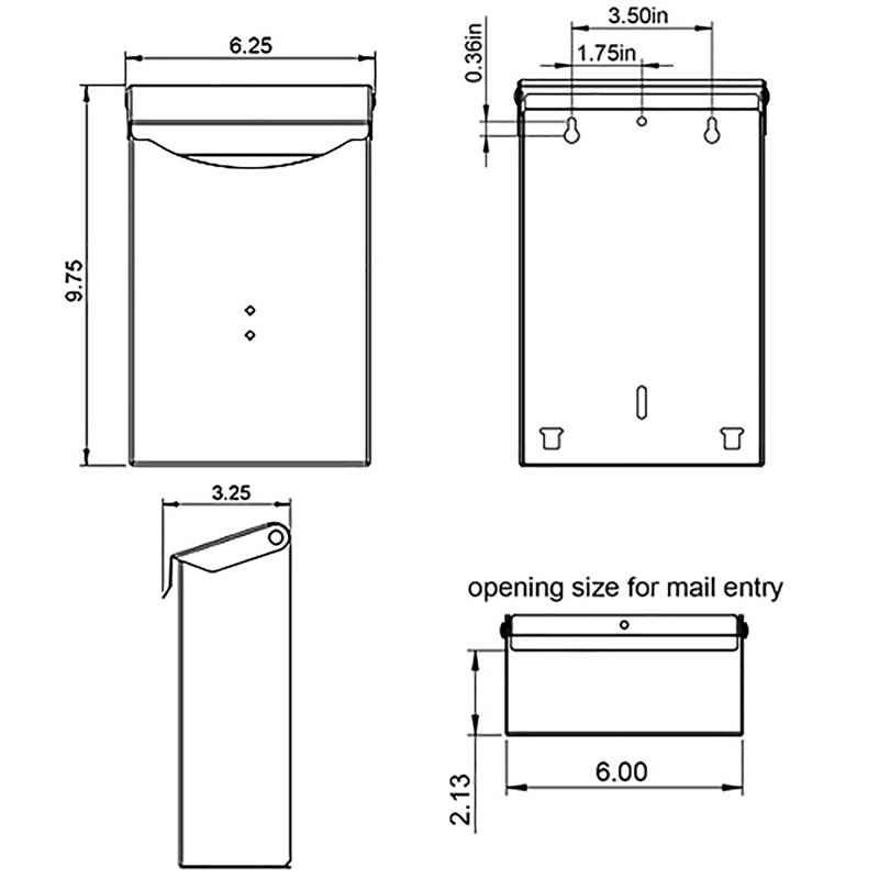 City Classic Small, Steel, Vertical, Wall-Mount Mailbox, Black