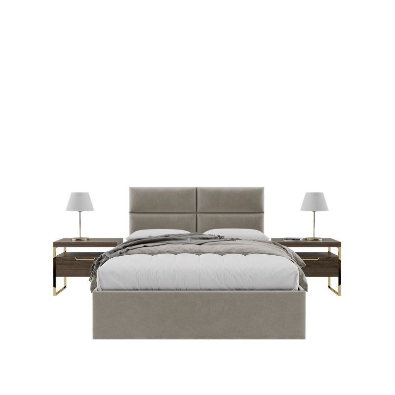 Sapan Upholstered Headboard, Queen, Velvet Micro Fiber Sand Storm