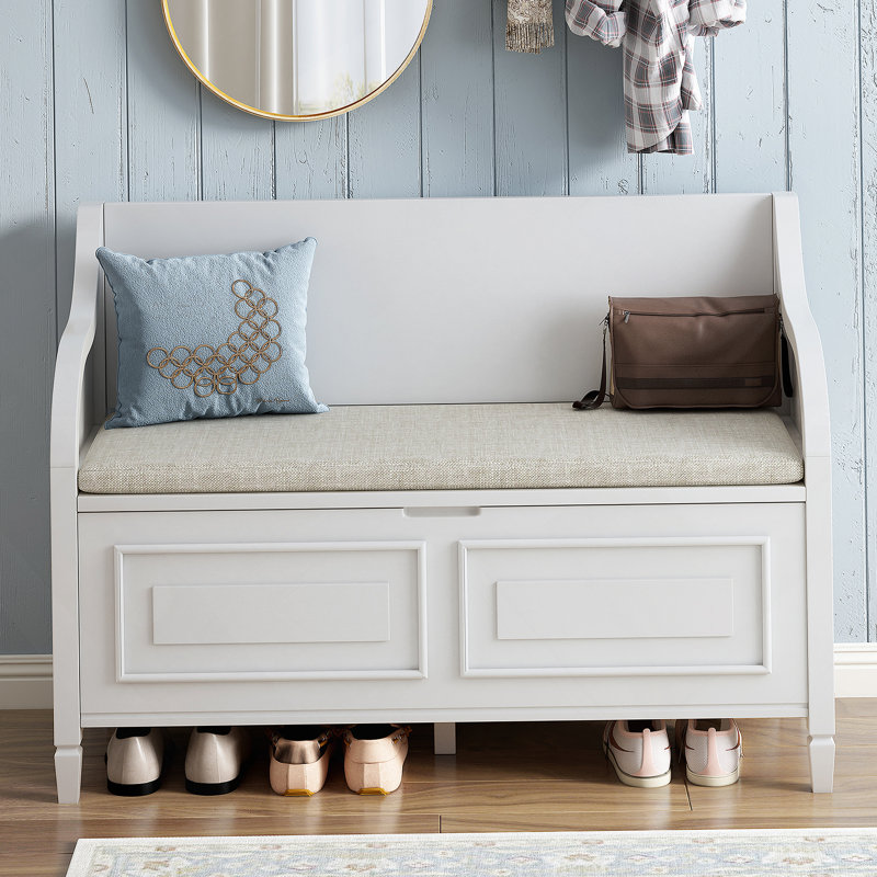 Banc de rangement rustique multifonctionnel (blanc), Blanc