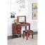 Meuble-lavabo formel avec tabouret - couleur cerise, rangement abondant, siège moelleux, placage de peuplier, bois d'hévéa et pin