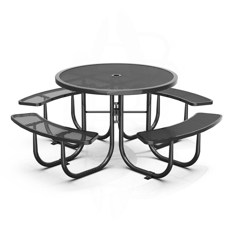 Table de pique-nique ronde de 46 pouces avec trou pour parasol