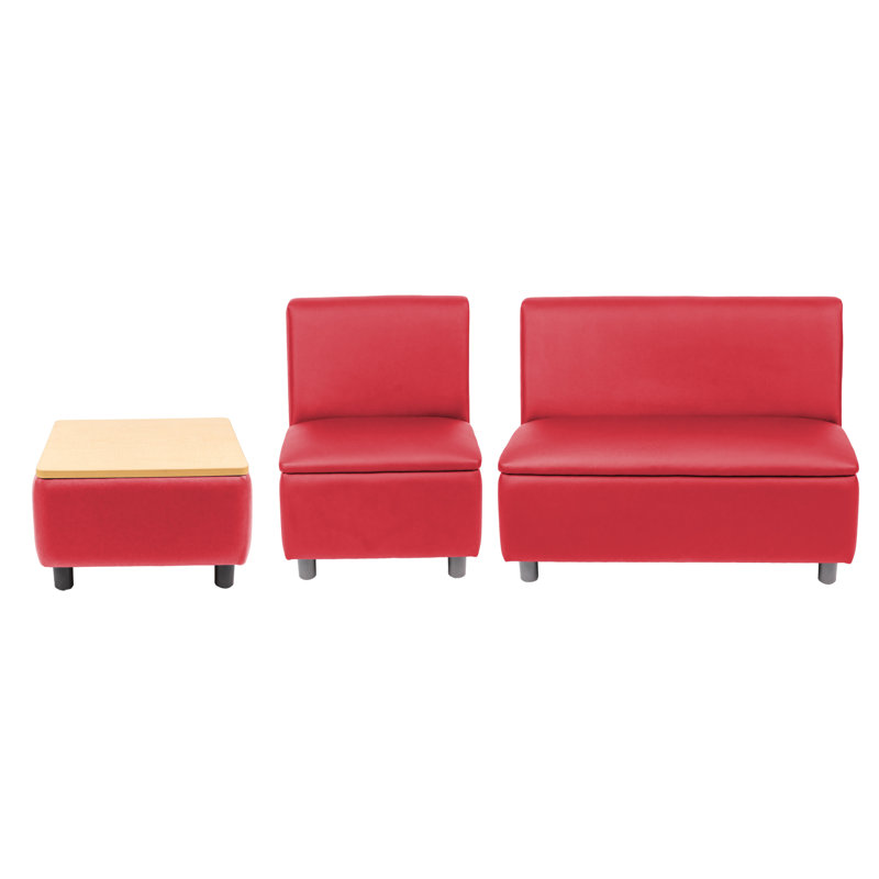 Ensemble 3 pièces de chaise et canapé modulaire avec table de bout Kid Comfort, Rouge