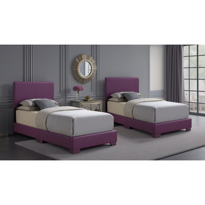 Antwerp Purple Faux Leather Twin Bed Set Of 2