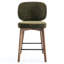 Tabouret de bar Mid-Century moderne, tabouret de bar rembourré en tissu avec dossier à oreilles, tabouret de bar à hauteur de comptoir sans accoudoirs avec pieds en bois, repose-pieds en métal, pour comptoir de bar pour îlot de cuisine-1891213254-1891854052