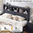 Farmhouse King Size Bed Frame With Charging Station And LED Light, Wooden Storage Bed With 52" Tall Storage Bookcase Headboard & 4 Drawers-1561011343-1376469295