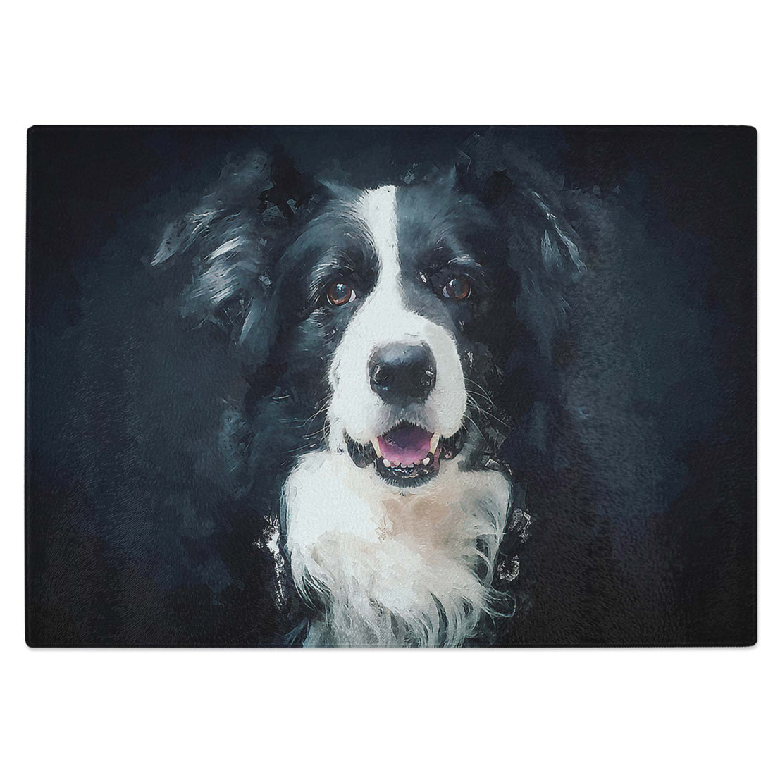 Tempered Glass Border Collie Dog Chopping Board