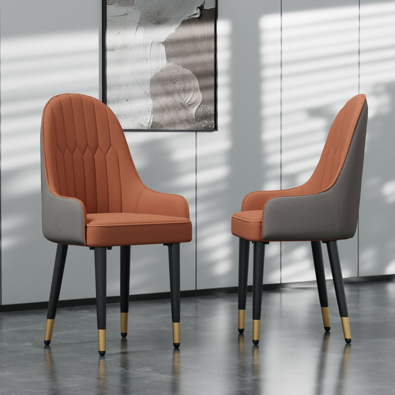 Round Dining Table And 4 Chairs Set, 5pcs Dining Room Sets For Restaurant Kitchen Office, 2-4 Seaters Marble Table And Light Khaki Microfiber Silicone Leather Kitchen Chairs Set Of 4