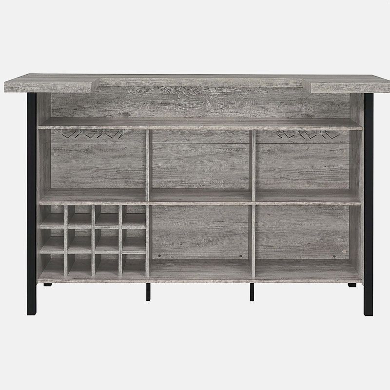 Menimen Grey Driftwood Freestanding Bar Unit