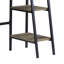 Bureau d'écriture rustique en chêne et noir à 2 tablettes avec base en forme de H