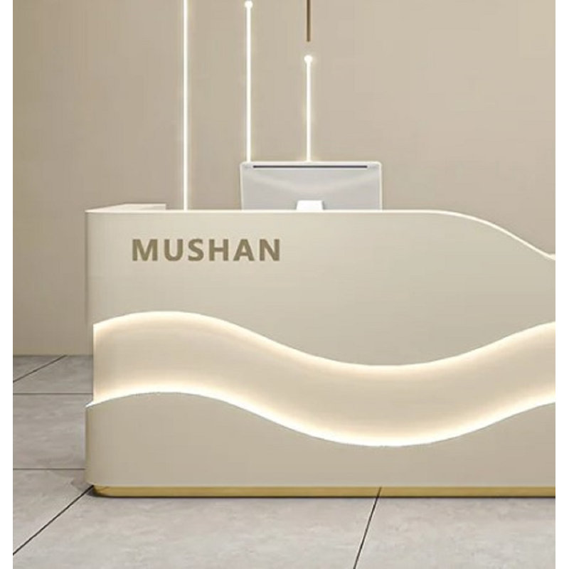 Clermeau L-Shape Manufactured Wood Reception Desk, Silver, 60cm H x 160cm W x 100cm D