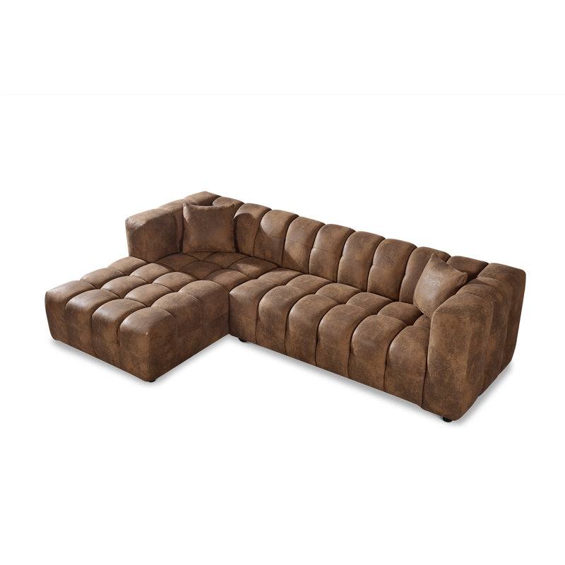 Amieleigh 5 Seater Corner Sofa , Left Hand Facing, Brown
