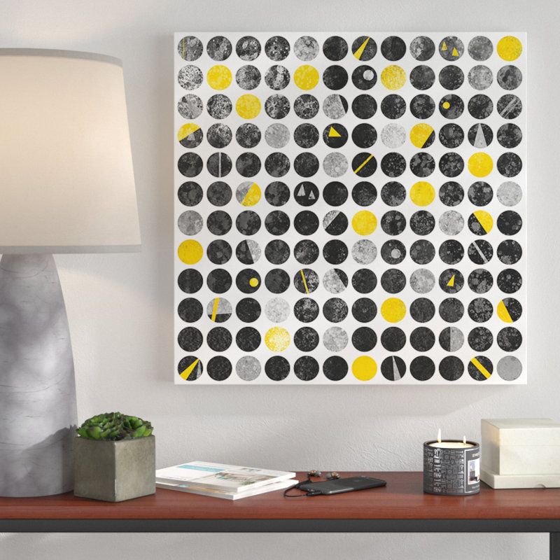 « cercles grunge », reproduction de peinture à l’huile sur toile tendue, H 24 po x l 24 po x P 1,5 po