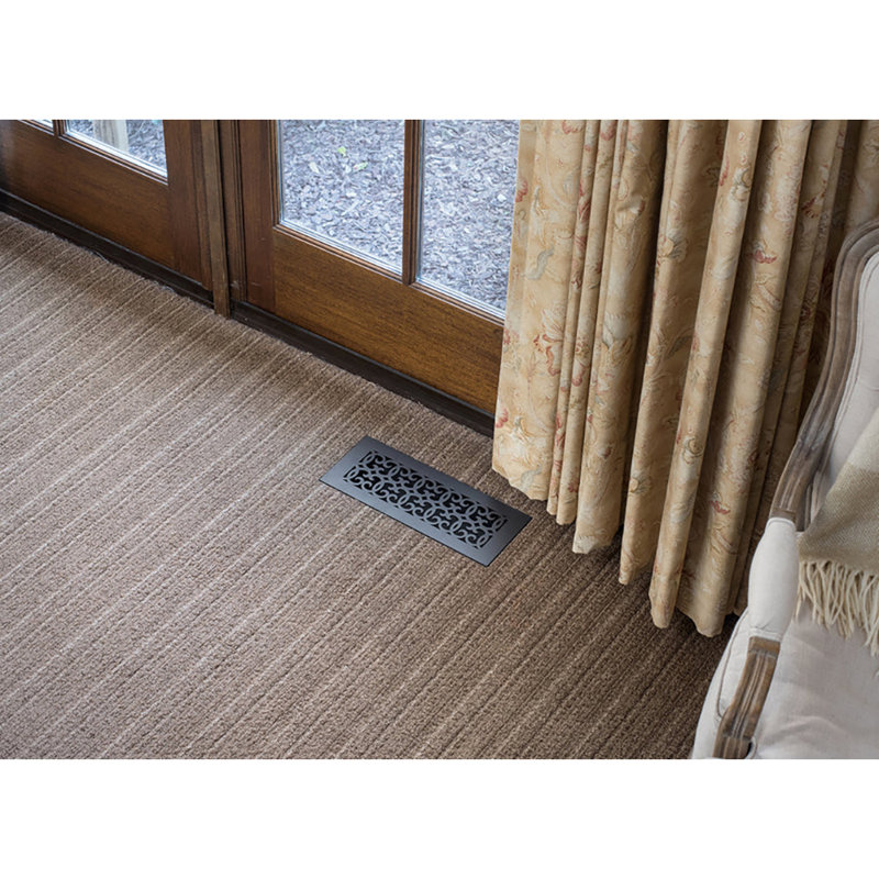 Grille d'aération Reggio Registral Versailles sans trous de fixation et rebord inférieur, 6 po x 12 po, Noir