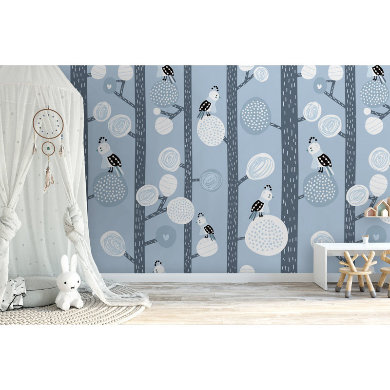 Papier peint amovible Kids Tree Bird, L 9 po x l 15 po, Vert