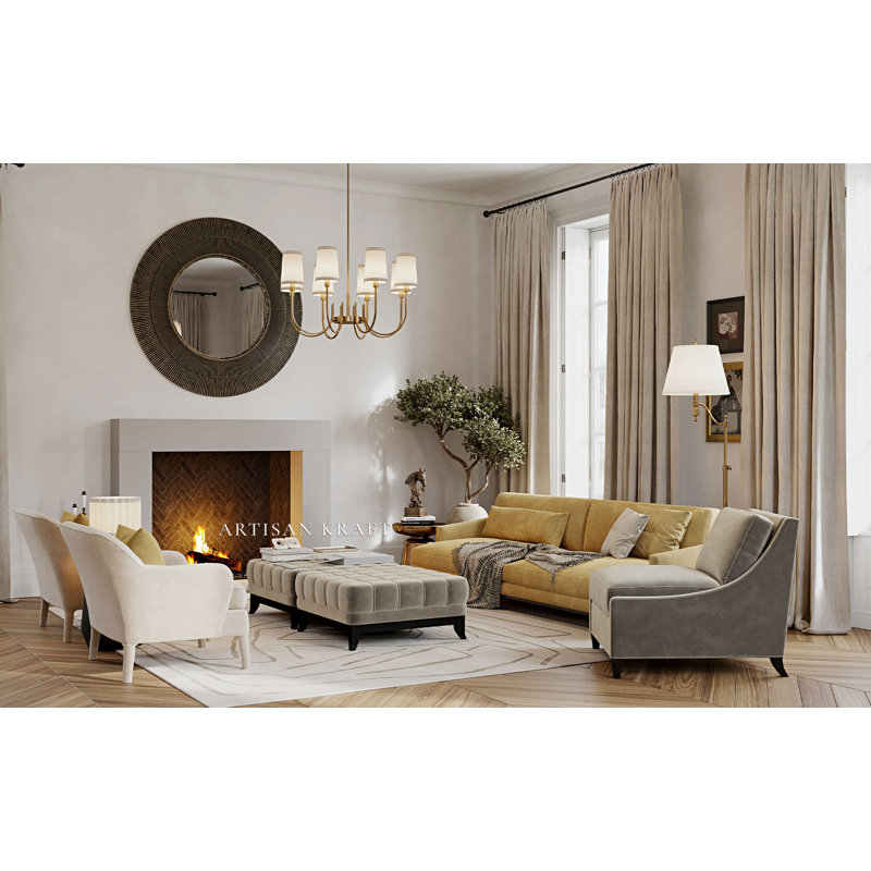 Contemporary Cast Stone Mantel With Bullnose Hearth, Beige, 52" H x 70" W x 10" D