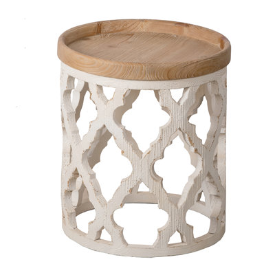 Grande table d'appoint blanche de 58 cm (23 po), style antique élégant, bois de sapin, 50 x 50 x 58 cm (19,7 x 19,7 x 23 po), 4,5 kg (9,9 lb), style campagne française classique et élégance traditionnelle américaine