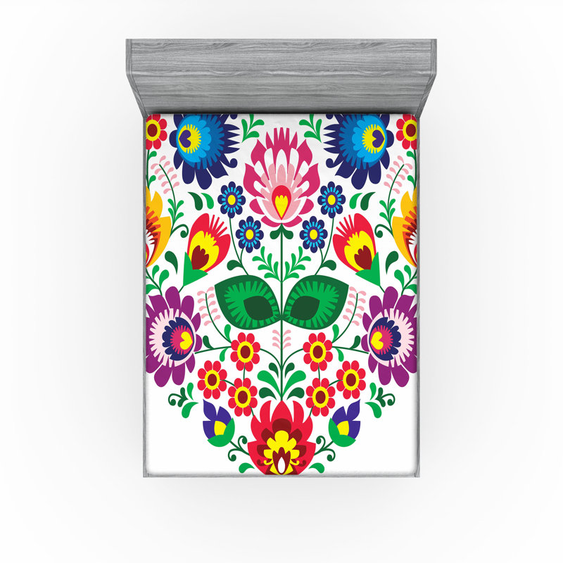 Ensemble de 2 draps-housse dégradés Ambesonne bleu sarcelle très clair bleu pâle et blanc, Floral multicolore