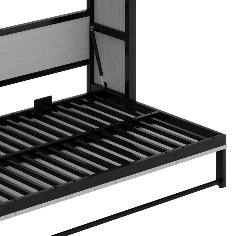 Lit escamotable avec tablettes, lit escamotable en métal au design pliable et peu encombrant