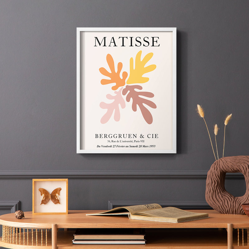 Matisse D, reproduction encadrée - bois massif, Cadre simple blanc, H 14 po x l 11 po