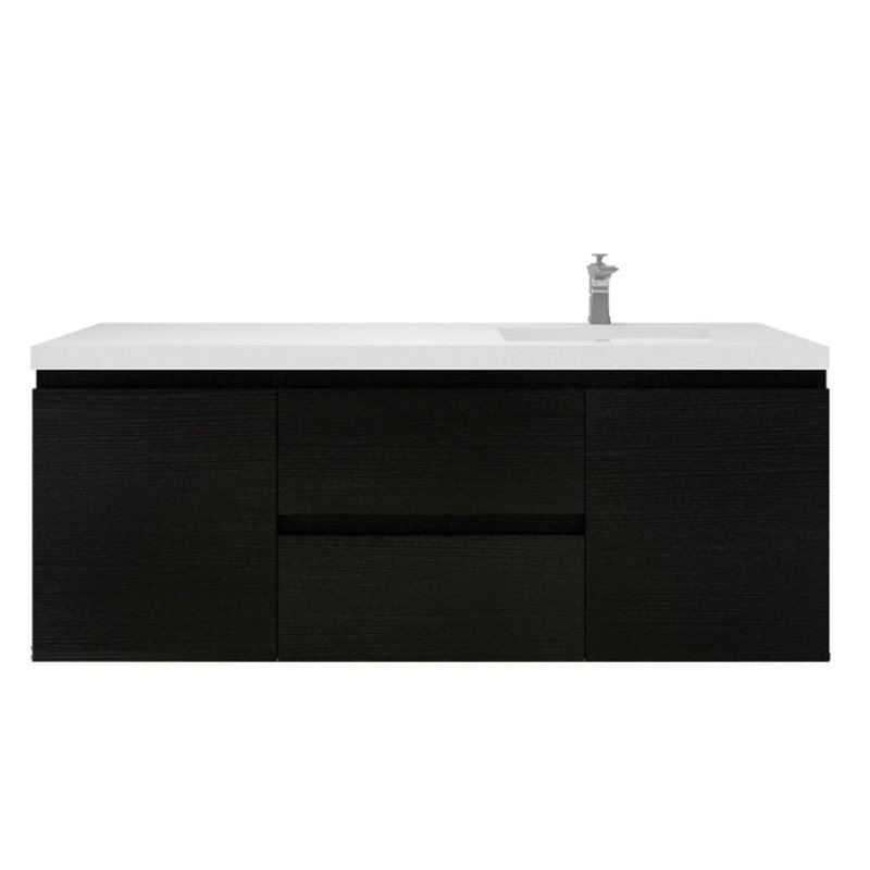 Single Bathroom Vanity with Acrylic Top, Rich Black