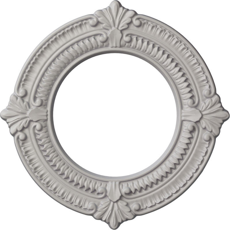 Médaillon de plafond Endurathane Acanthus, DE 11 3/8 po x P 2 po, finition hamamélis peinte à la main, Blanc ultra pur