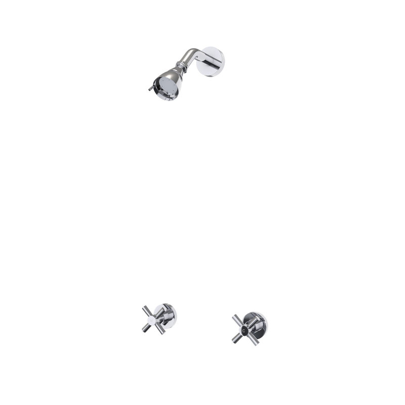 Ensemble de robinet de douche corail rond en laiton massif (valve incluse), Chrome