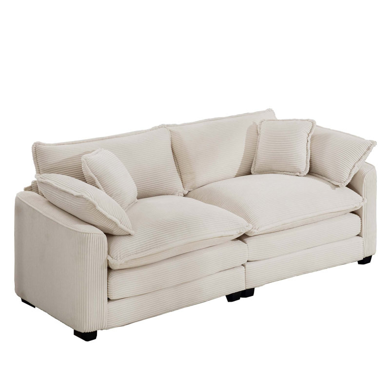 Canapé Bequette, Velours côtelé beige, H 34 po x l 80,31 po x P 34,5 po, 2
