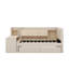 Lit de jour simple tapissier avec tiroirs, tablettes, armoires rabattables et table d'appoint-451570905