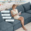 Canapé modulaire de 136 po Cloud Couch pour salon, canapé en L sans siège avec siège profond, 5 places en velours côtelé moderne, aucun assemblage requis-1430008476