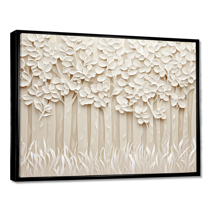 Forêt beige, paysage de forêt I, H 12 po x l 20 po, Impression dans un cadre flottant sans passe-parto, Noir