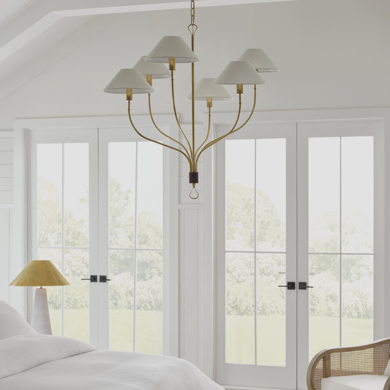 Griffin 6 - Light Chandelier, Hand-Rubbed Antique Brass
