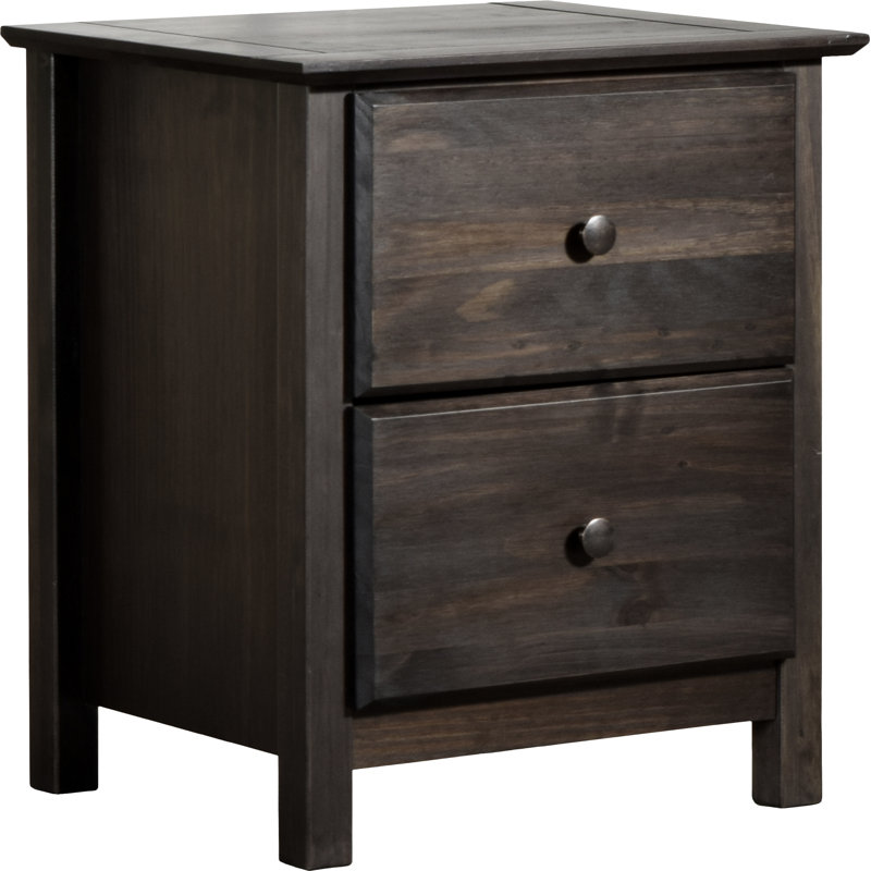 Table de chevet en bois massif à 2 tiroirs Shaker, Espresso