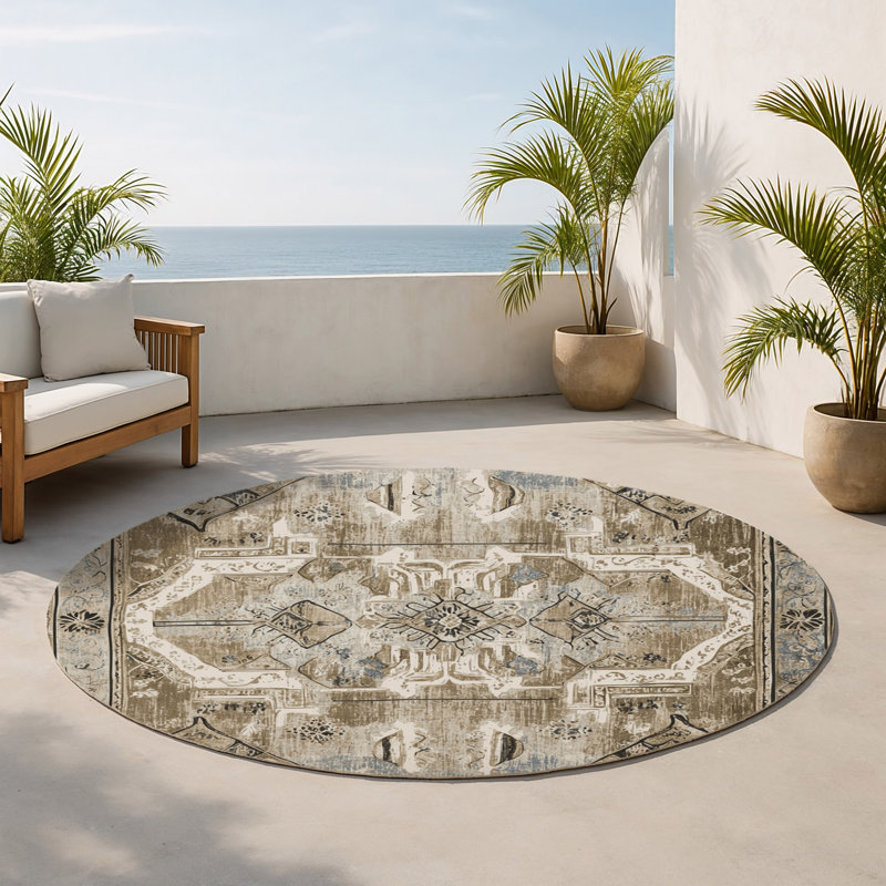 Tapis intérieur et extérieur à mosaïque éternelle, Rond 5 pi