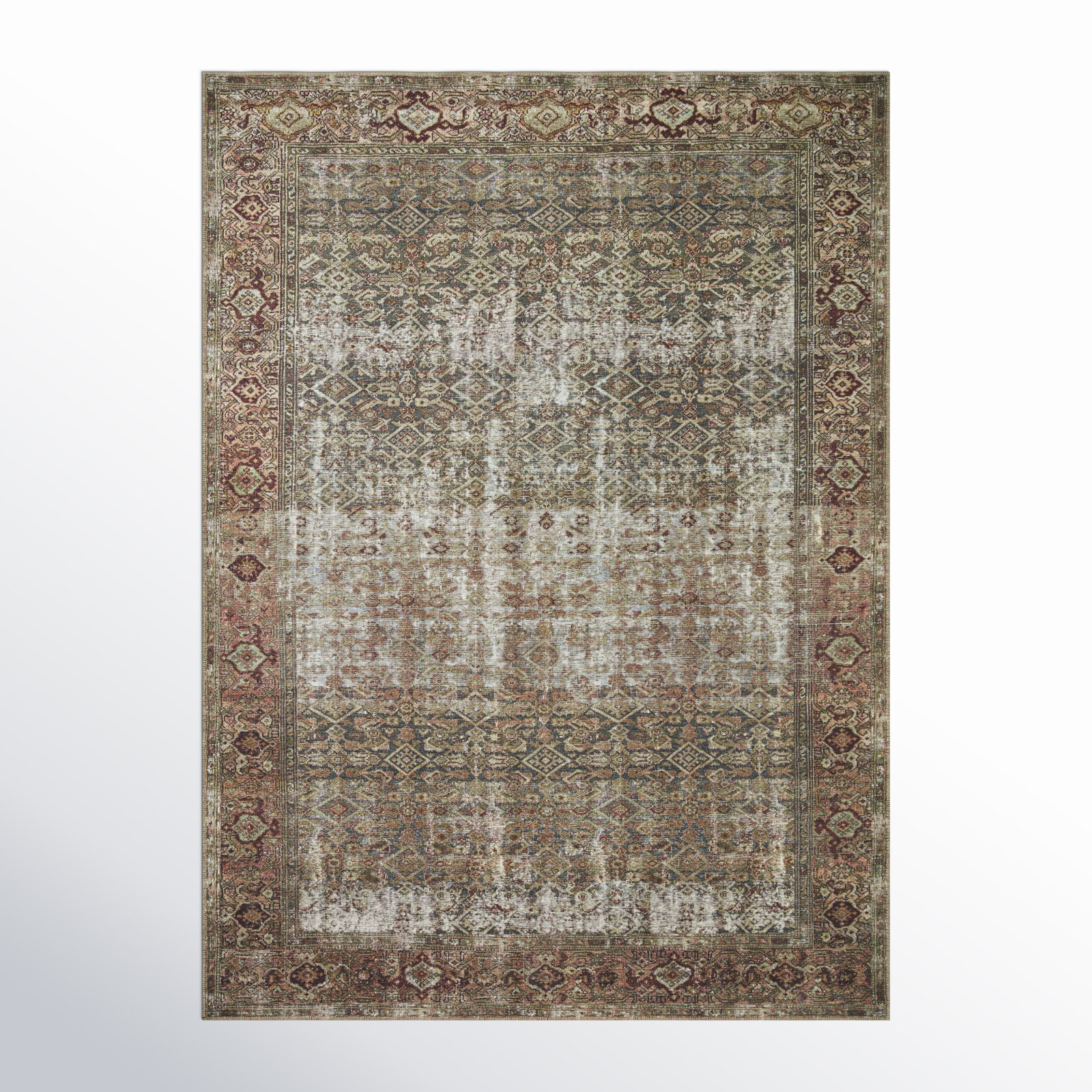 Georgie Oriental Moss/Salmon Area Rug, Rectangle 8'4" x 11'6"