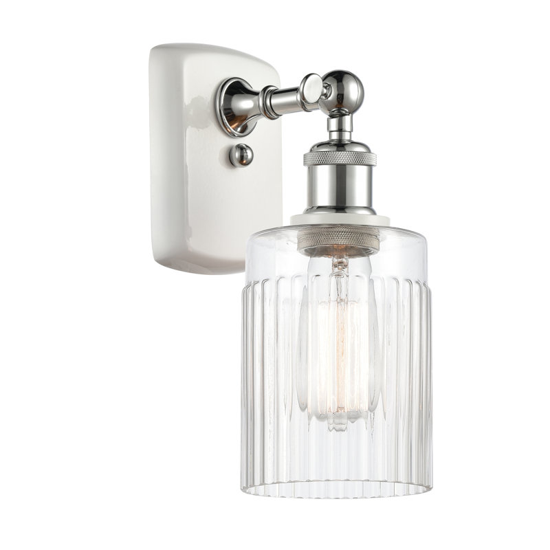 Kamena 1-Light Armed Sconce, Clear, No Bulb Included, White Polished Chrome