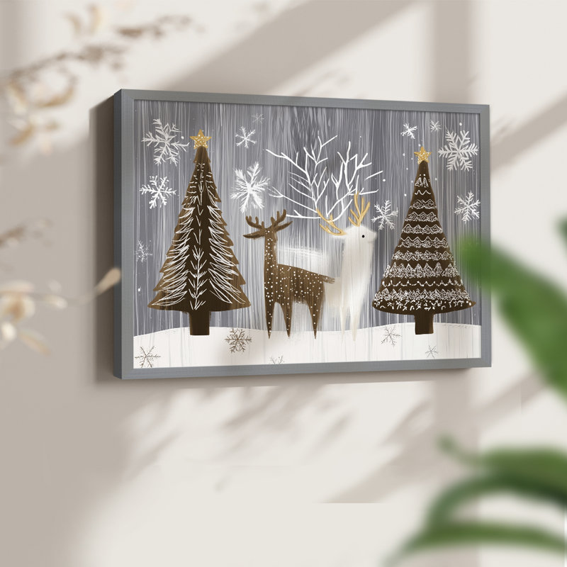 Art de Noël - CLII - Reproduction encadrée - Restickable, H 11 po x l 14 po, Gris