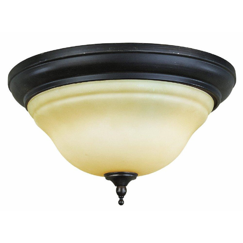 Glass Flush Mount, Oil Rubbed Bronze, 7" H x 13" W x 13" D
