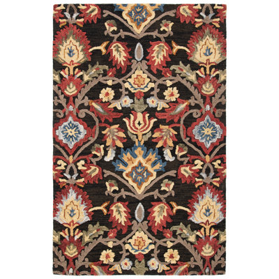 Pinson Floral Wool Hand Tufted Area Rug
