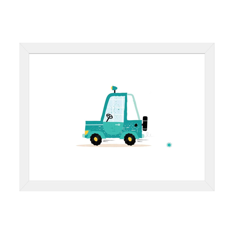 Jeep - impression d'art graphique, H 16 po x l 24 po x P 1 po, Blanc, Papier encadré blanc