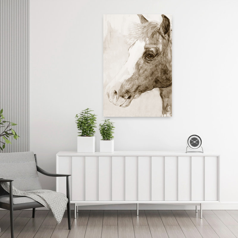 Art contemporain abstrait ombre cheval, H 36 po x l 24 po