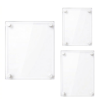 Floating Acrylic Gallery Wall Frame Set with 1" Standoff Hardware, 8" x 10", 11" x 14" & 16" x 20", 3-Piece Set
