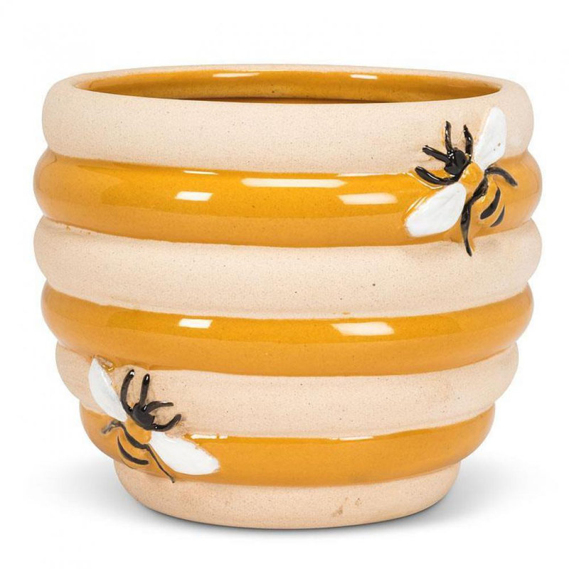 Anat Ceramic Cachepot, 5" H x 6" W x 6" D