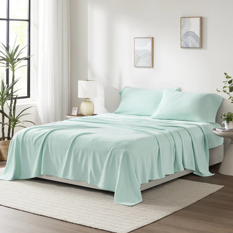 Ensemble de 3 draps simples TG - 100% molleton, doux et confortable commune, boulochage, lavable à la machine, avec drap plat, housse de drap-housse de domaine, plat et draps, 1