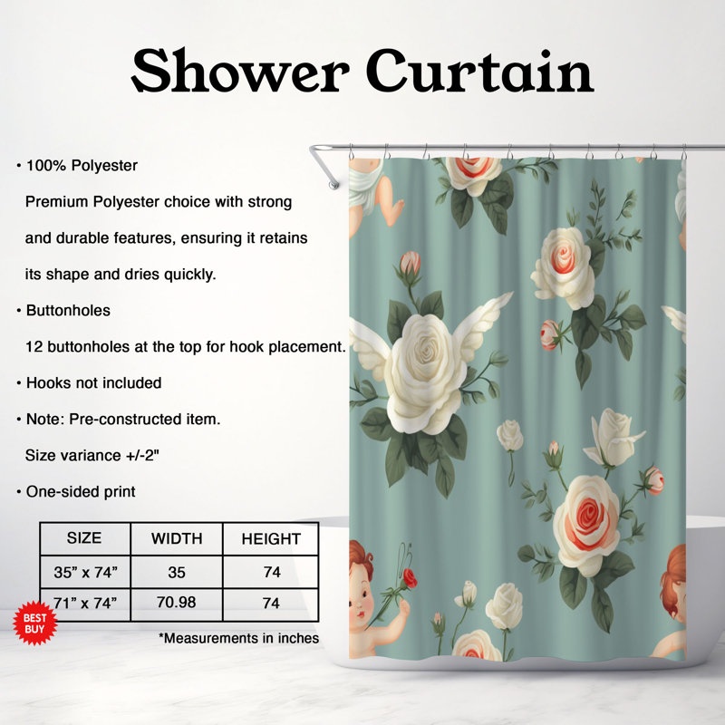 Rideau de douche Vintage Cupid - Premium, H 74 po x l 71 po