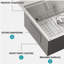 Évier de cuisine encastré 33 po - 33 po x 22 po Évier de cuisine à cuve simple à montage sur comptoir en acier inoxydable calibre 16